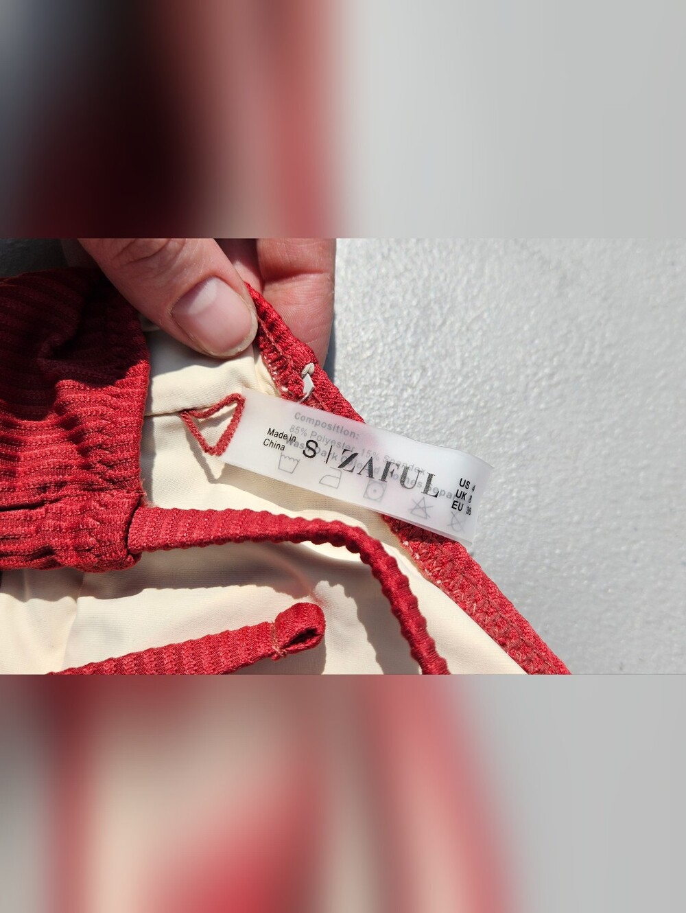 Zaful Ribbed Bikini Top — Rust Red - Picture 3 of 3